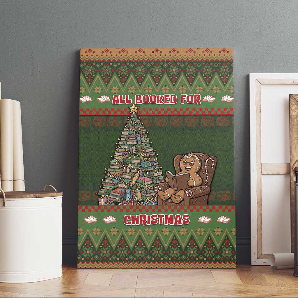 Book Lovers Christmas Canvas Wall Art Gingerbread With Xmas Book Tree - Wonder Print Shop