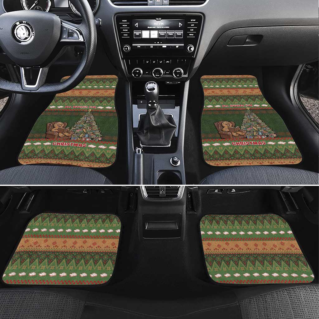 Book Lovers Christmas Car Mats Gingerbread With Xmas Book Tree - Wonder Print Shop