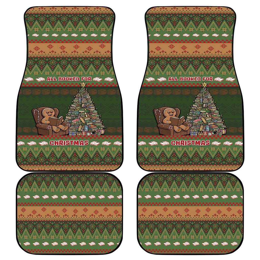 Book Lovers Christmas Car Mats Gingerbread With Xmas Book Tree - Wonder Print Shop