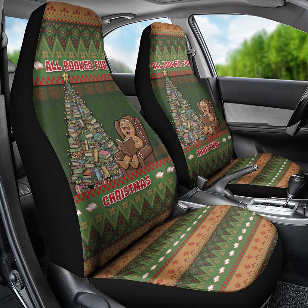 Book Lovers Christmas Car Seat Cover Gingerbread With Xmas Book Tree - Wonder Print Shop