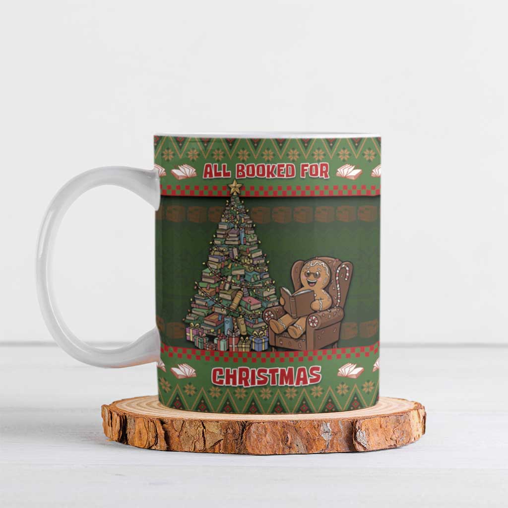 Book Lovers Christmas Ceramic Mug Gingerbread With Xmas Book Tree - Wonder Print Shop