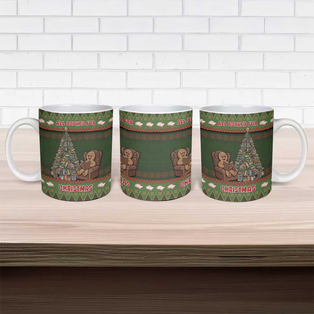 Book Lovers Christmas Ceramic Mug Gingerbread With Xmas Book Tree - Wonder Print Shop