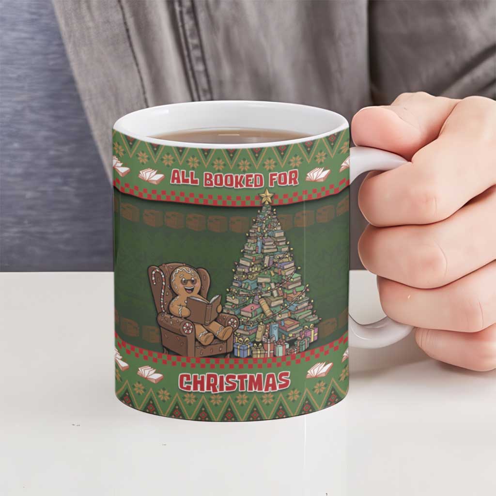 Book Lovers Christmas Ceramic Mug Gingerbread With Xmas Book Tree - Wonder Print Shop