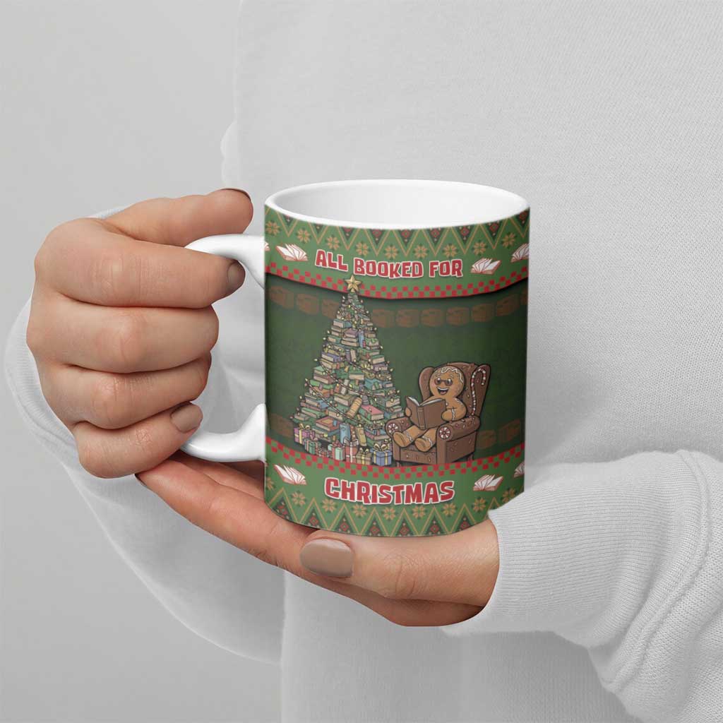 Book Lovers Christmas Ceramic Mug Gingerbread With Xmas Book Tree - Wonder Print Shop