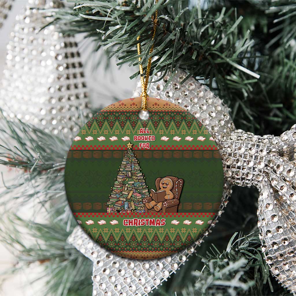 Book Lovers Christmas Ceramic Ornament Gingerbread With Xmas Book Tree - Wonder Print Shop