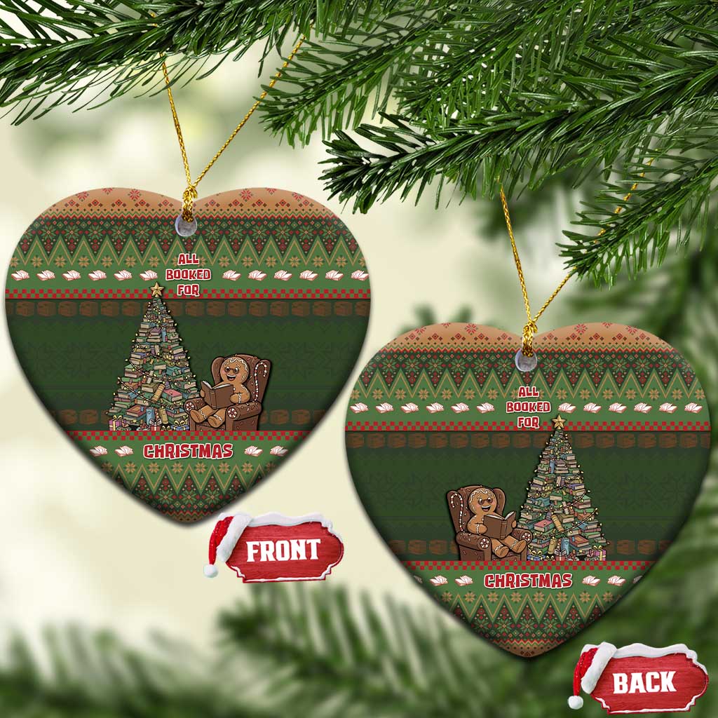 Book Lovers Christmas Ceramic Ornament Gingerbread With Xmas Book Tree - Wonder Print Shop