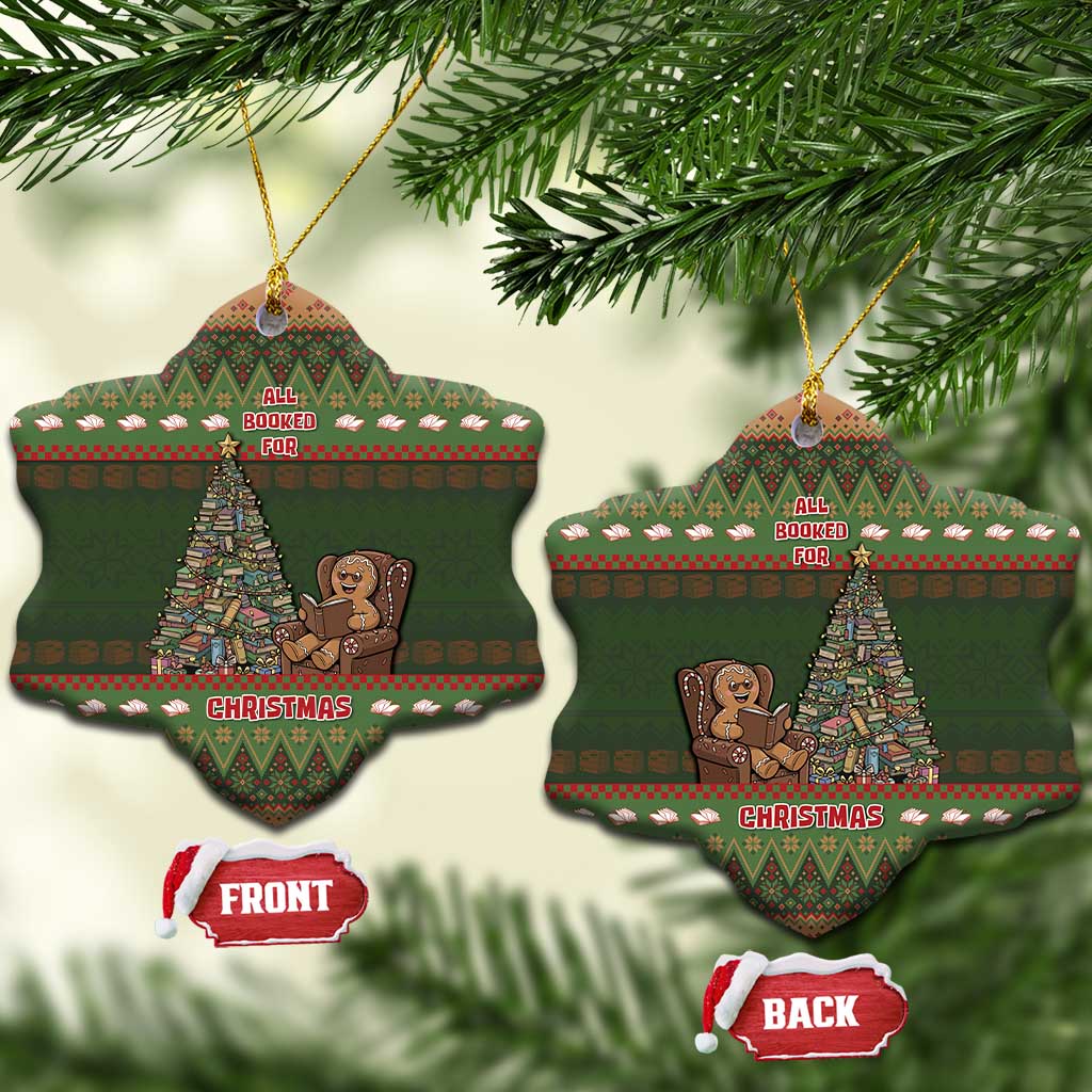 Book Lovers Christmas Ceramic Ornament Gingerbread With Xmas Book Tree - Wonder Print Shop