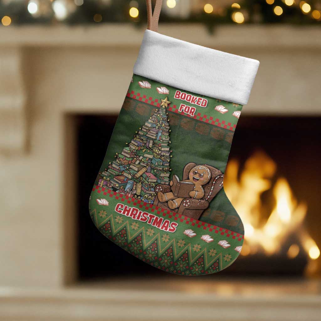 Book Lovers Christmas Stocking Gingerbread With Xmas Book Tree - Wonder Print Shop
