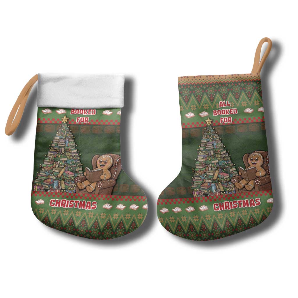 Book Lovers Christmas Stocking Gingerbread With Xmas Book Tree - Wonder Print Shop