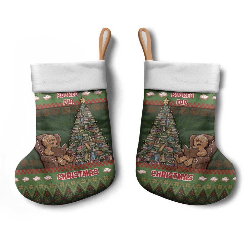 Book Lovers Christmas Stocking Gingerbread With Xmas Book Tree - Wonder Print Shop
