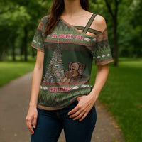 Book Lovers Christmas Cross Shoulder Shirt Gingerbread With Xmas Book Tree - Wonder Print Shop