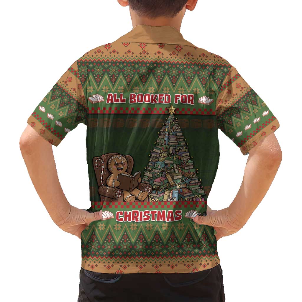 Book Lovers Christmas Family Matching Long Sleeve Bodycon Dress and Hawaiian Shirt Gingerbread With Xmas Book Tree - Wonder Print Shop