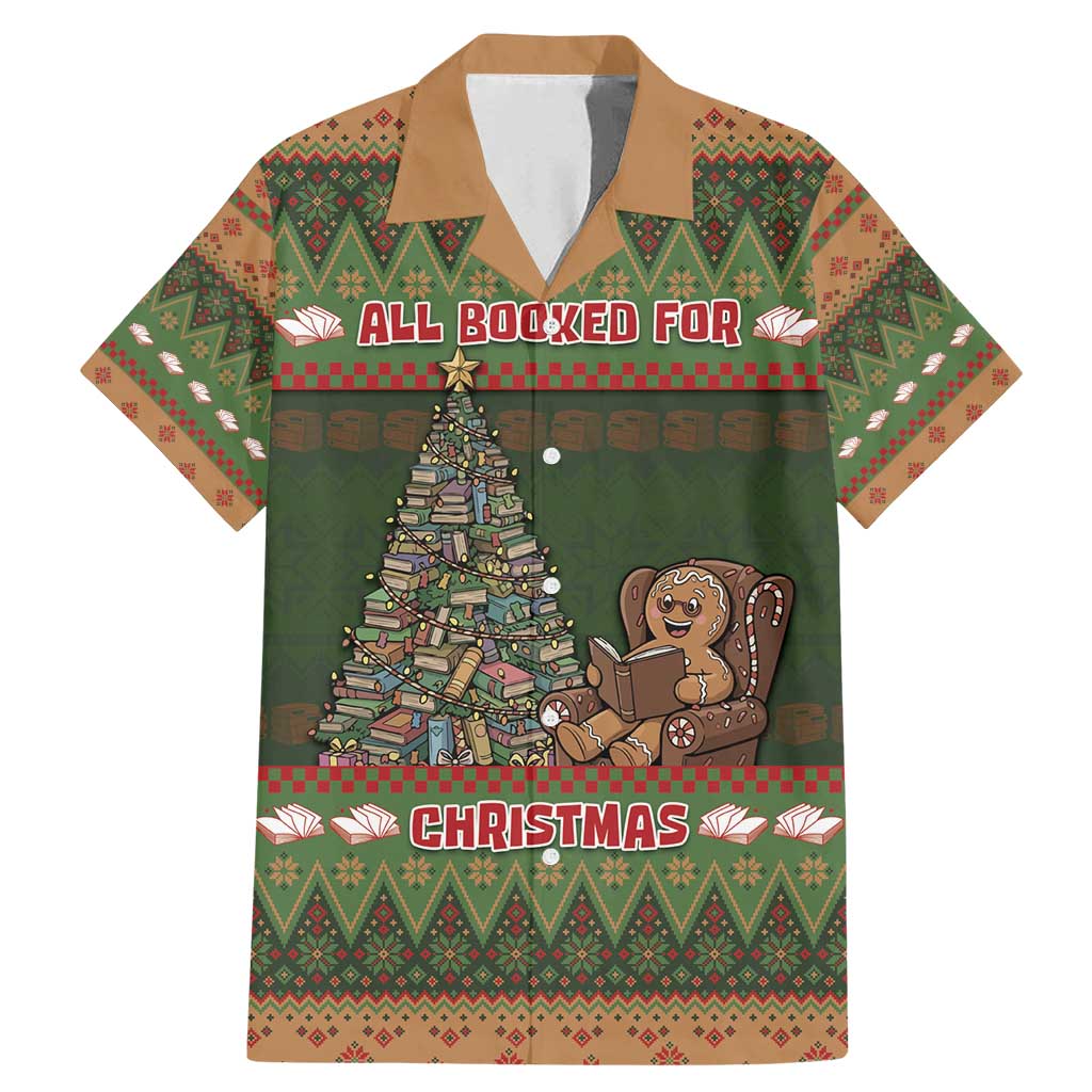 Book Lovers Christmas Family Matching Mermaid Dress and Hawaiian Shirt Gingerbread With Xmas Book Tree - Wonder Print Shop