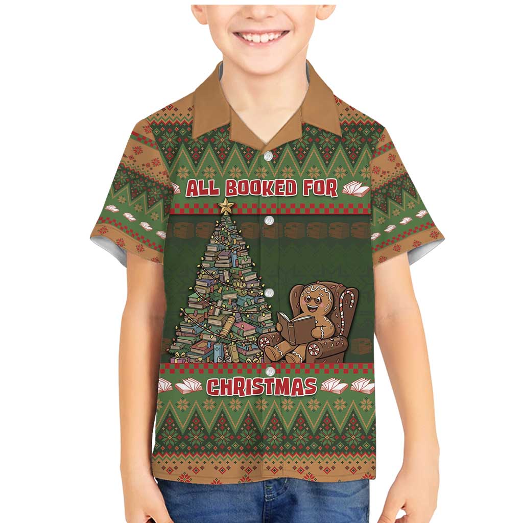 Book Lovers Christmas Family Matching Mermaid Dress and Hawaiian Shirt Gingerbread With Xmas Book Tree - Wonder Print Shop