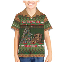 Book Lovers Christmas Family Matching Mermaid Dress and Hawaiian Shirt Gingerbread With Xmas Book Tree - Wonder Print Shop