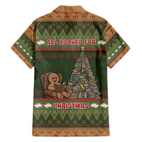 Book Lovers Christmas Family Matching Off The Shoulder Long Sleeve Dress and Hawaiian Shirt Gingerbread With Xmas Book Tree - Wonder Print Shop