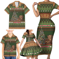 Book Lovers Christmas Family Matching Short Sleeve Bodycon Dress and Hawaiian Shirt Gingerbread With Xmas Book Tree - Wonder Print Shop