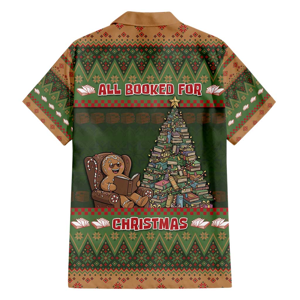 Book Lovers Christmas Family Matching Short Sleeve Bodycon Dress and Hawaiian Shirt Gingerbread With Xmas Book Tree - Wonder Print Shop