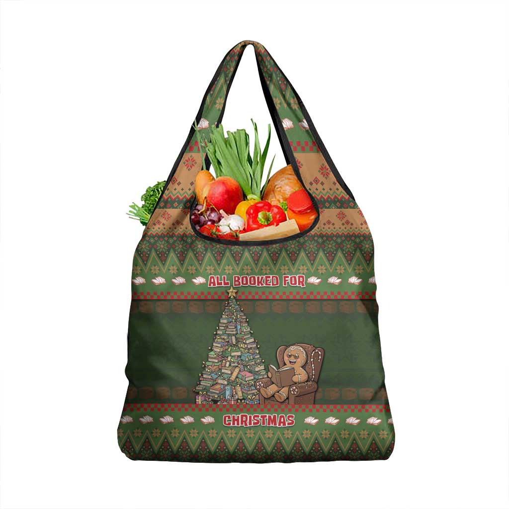 Book Lovers Christmas Grocery Bag Gingerbread With Xmas Book Tree - Wonder Print Shop