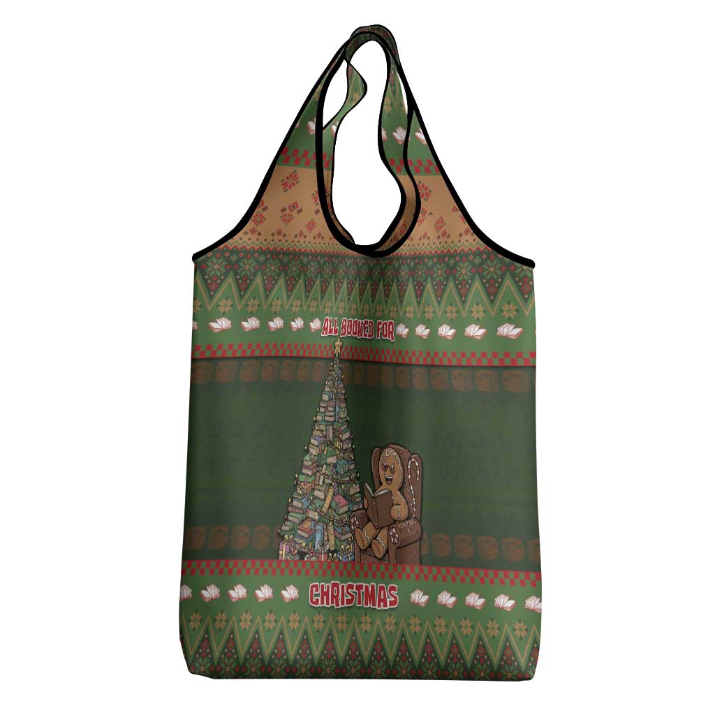 Book Lovers Christmas Grocery Bag Gingerbread With Xmas Book Tree - Wonder Print Shop