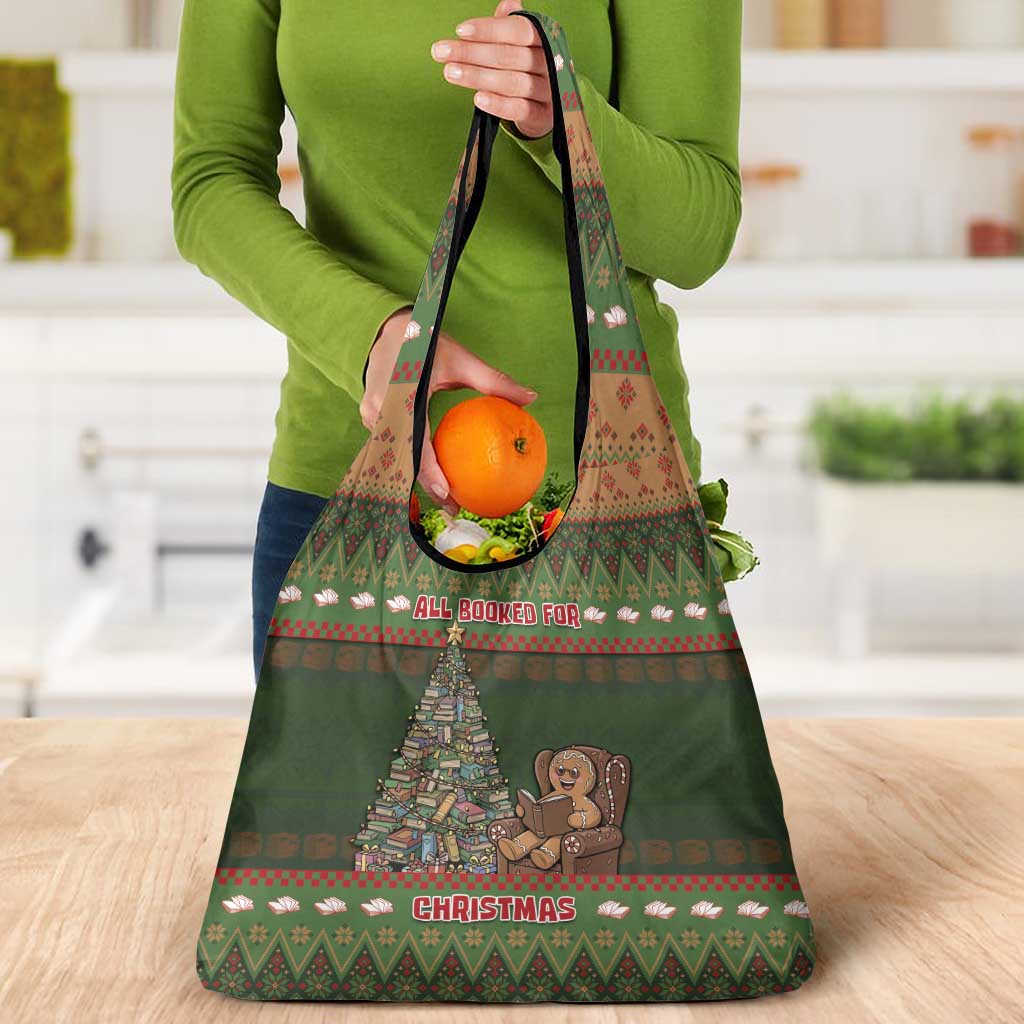 Book Lovers Christmas Grocery Bag Gingerbread With Xmas Book Tree - Wonder Print Shop