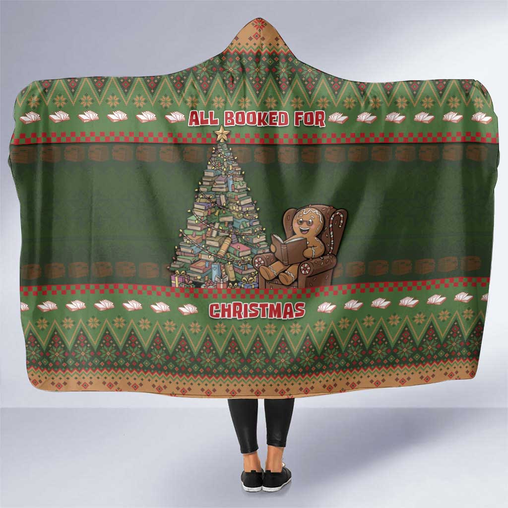 Book Lovers Christmas Hooded Blanket Gingerbread With Xmas Book Tree - Wonder Print Shop