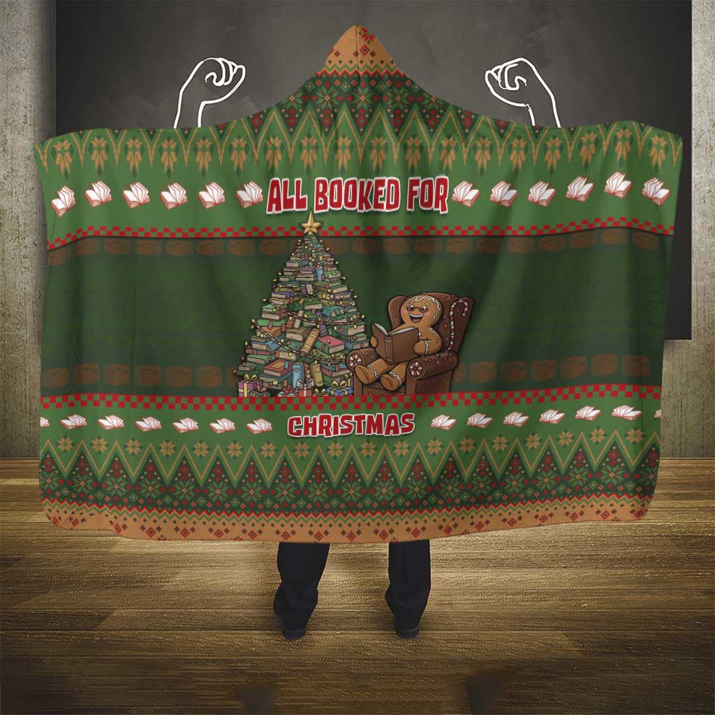 Book Lovers Christmas Hooded Blanket Gingerbread With Xmas Book Tree - Wonder Print Shop