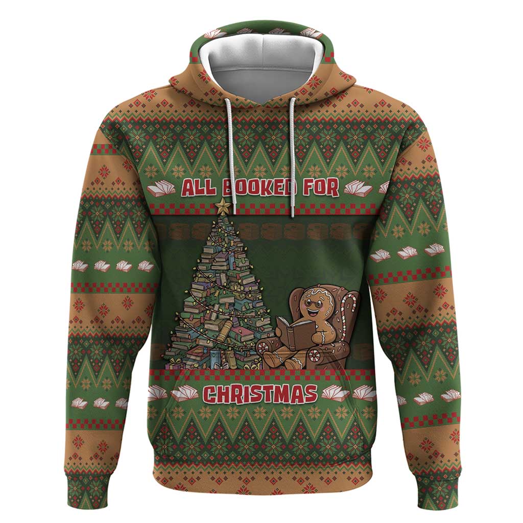 Book Lovers Christmas Hoodie Gingerbread With Xmas Book Tree - Wonder Print Shop
