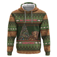 Book Lovers Christmas Hoodie Gingerbread With Xmas Book Tree - Wonder Print Shop