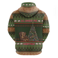 Book Lovers Christmas Hoodie Gingerbread With Xmas Book Tree - Wonder Print Shop