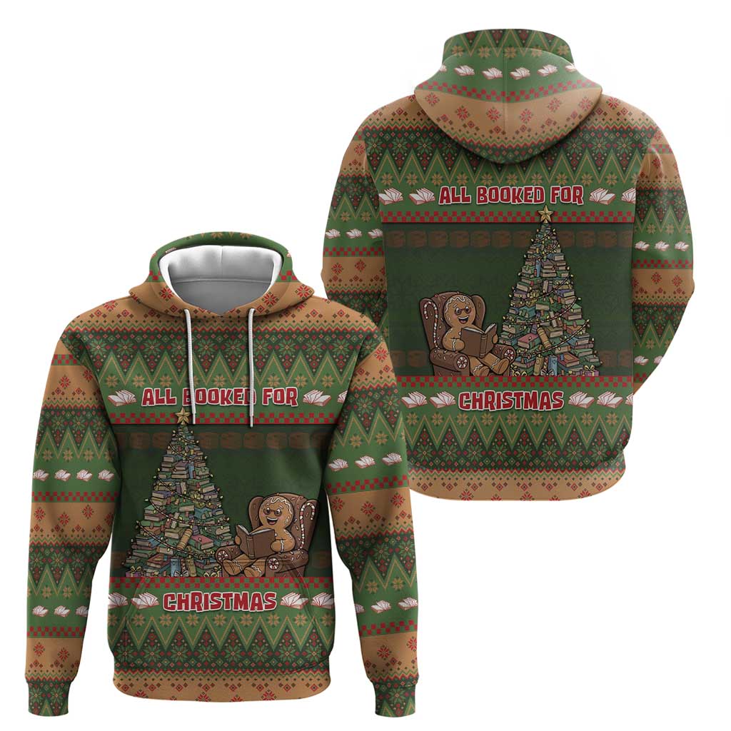 Book Lovers Christmas Hoodie Gingerbread With Xmas Book Tree - Wonder Print Shop