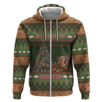 Book Lovers Christmas Hoodie Gingerbread With Xmas Book Tree - Wonder Print Shop