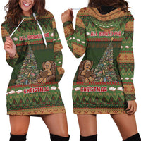 Book Lovers Christmas Hoodie Dress Gingerbread With Xmas Book Tree - Wonder Print Shop
