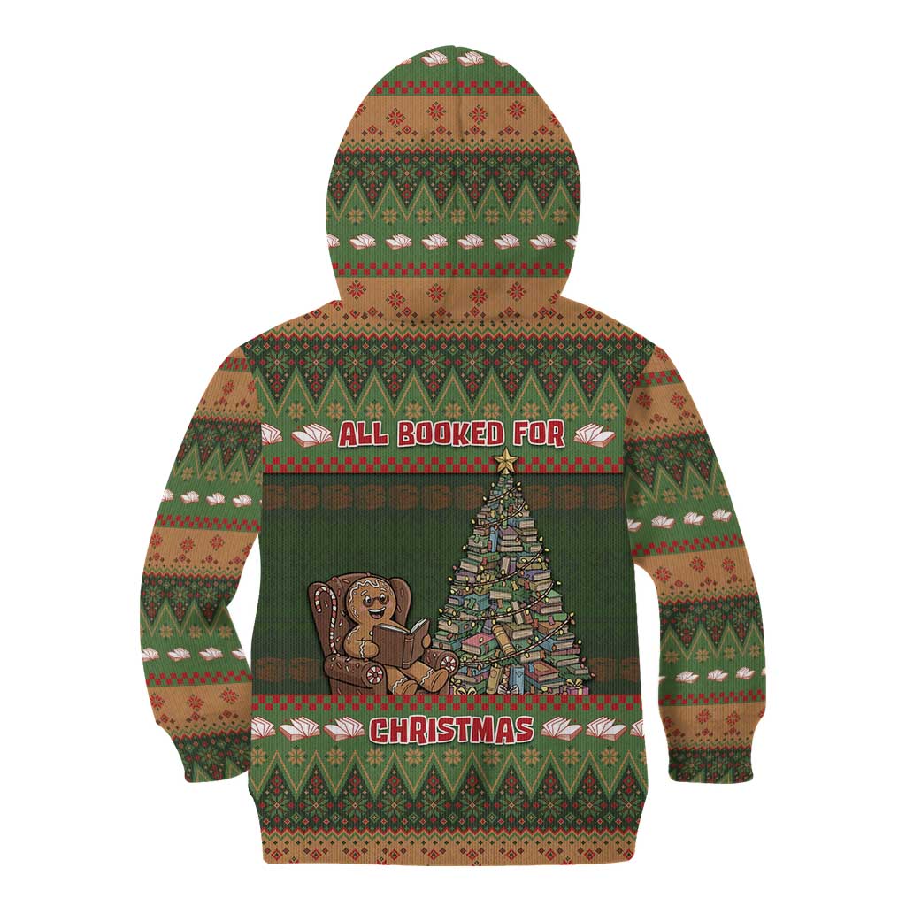 Book Lovers Christmas Kid Hoodie Gingerbread With Xmas Book Tree - Wonder Print Shop