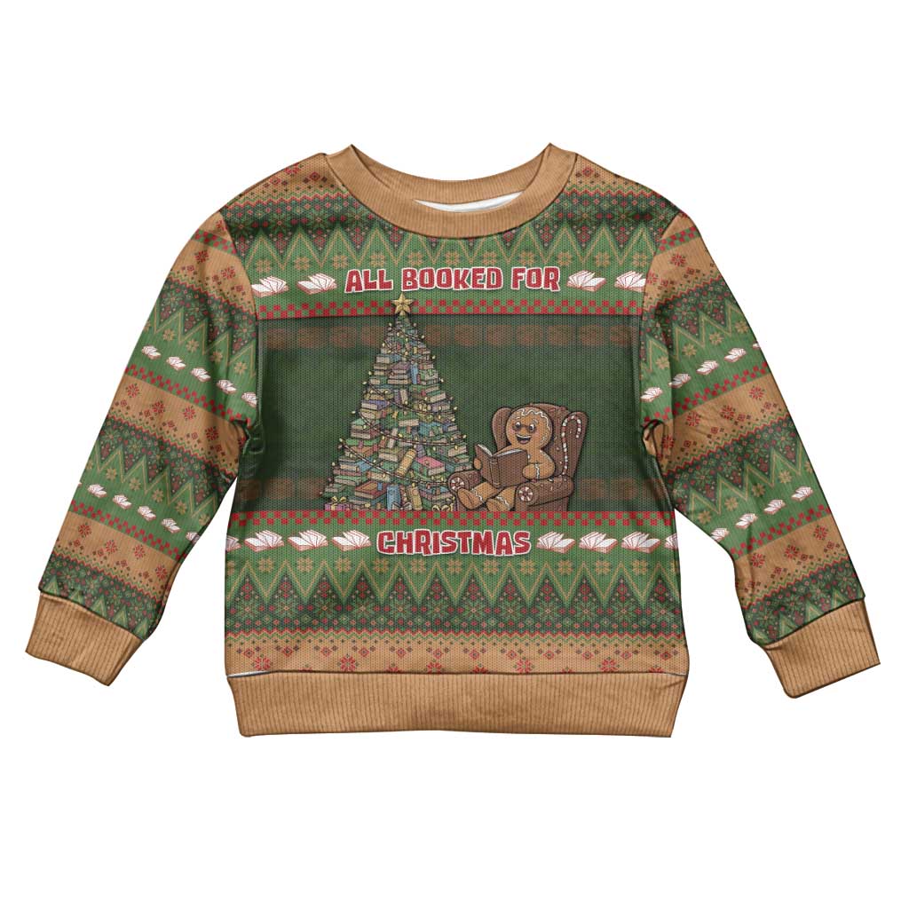 Book Lovers Christmas Kid Ugly Christmas Sweater Gingerbread With Xmas Book Tree - Wonder Print Shop