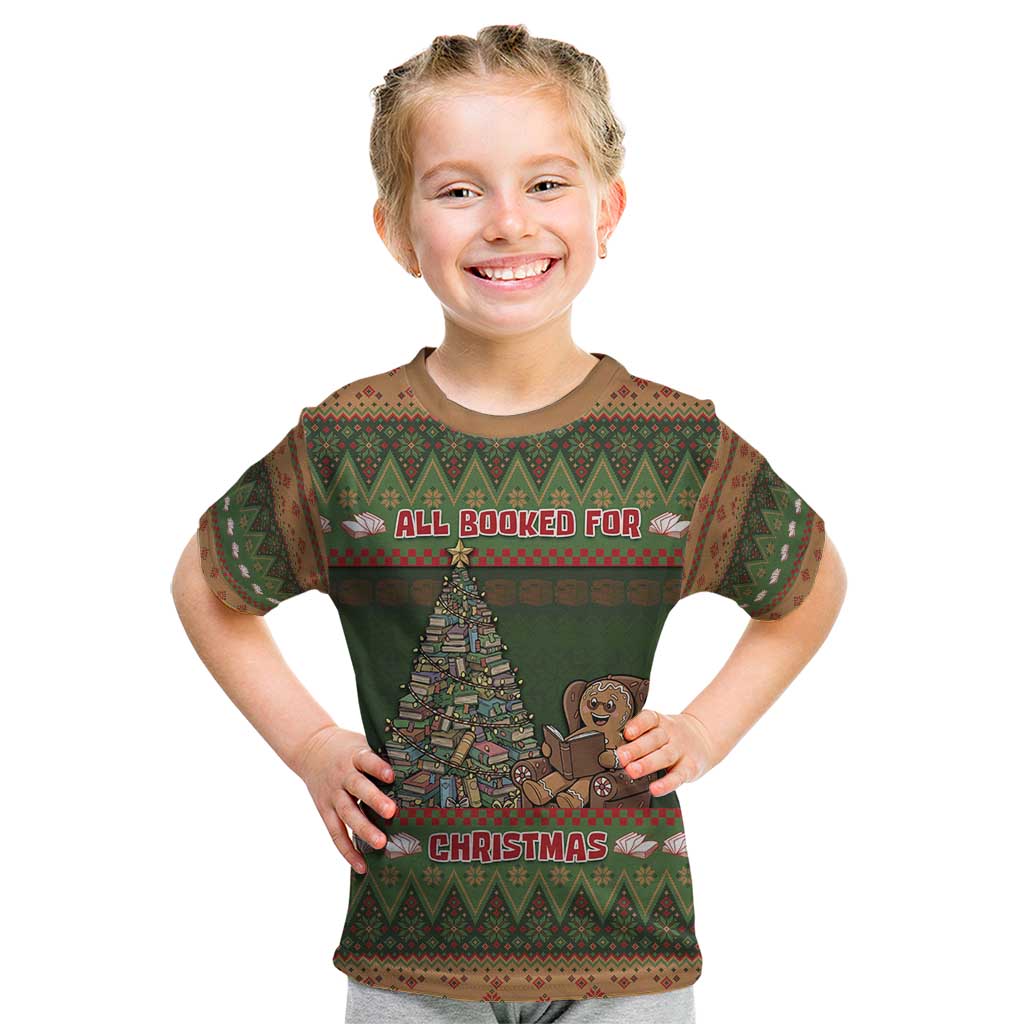 Book Lovers Christmas Kid T Shirt Gingerbread With Xmas Book Tree - Wonder Print Shop