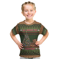 Book Lovers Christmas Kid T Shirt Gingerbread With Xmas Book Tree - Wonder Print Shop