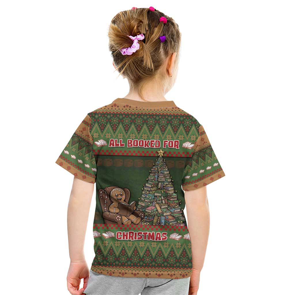 Book Lovers Christmas Kid T Shirt Gingerbread With Xmas Book Tree - Wonder Print Shop