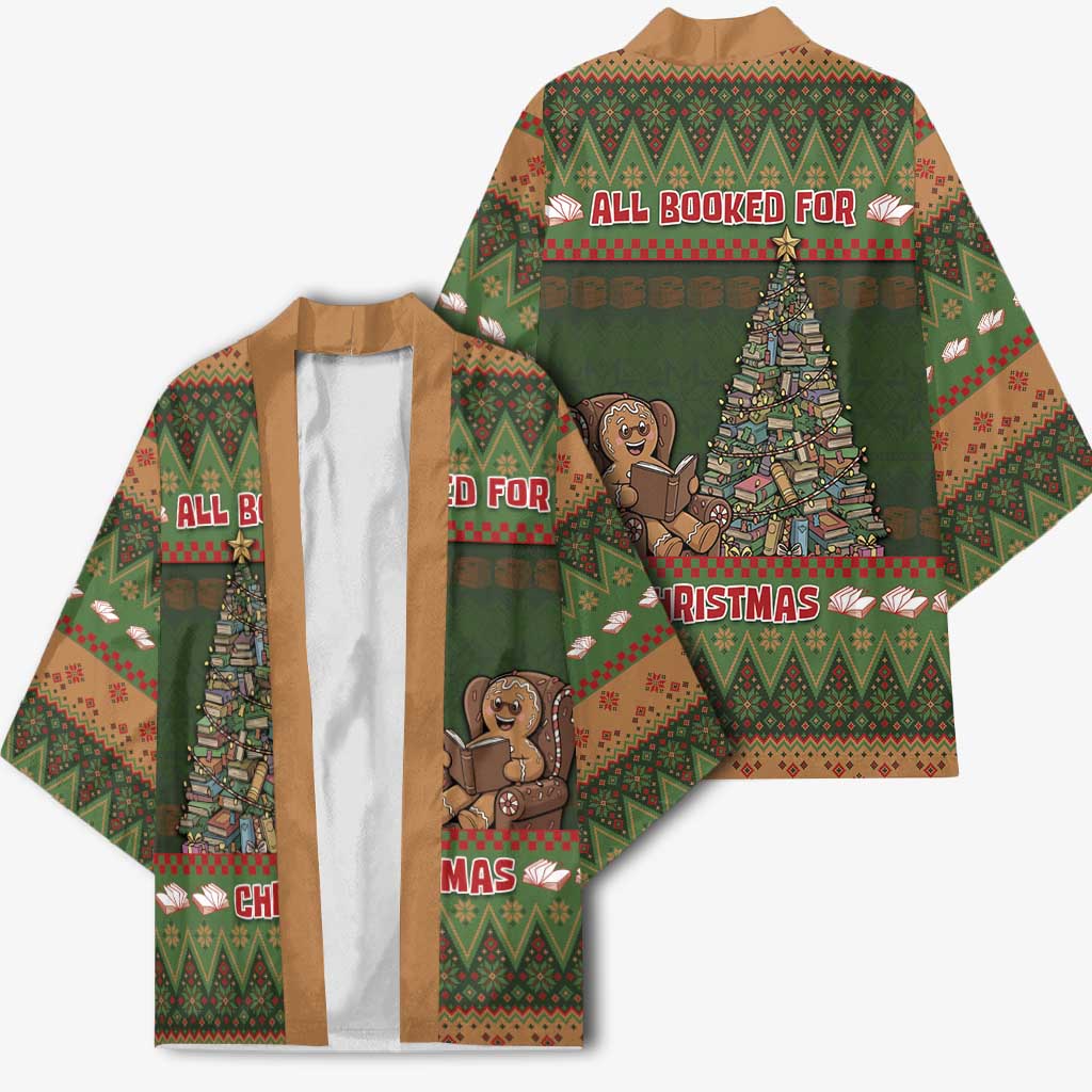 Book Lovers Christmas Kimono Gingerbread With Xmas Book Tree - Wonder Print Shop
