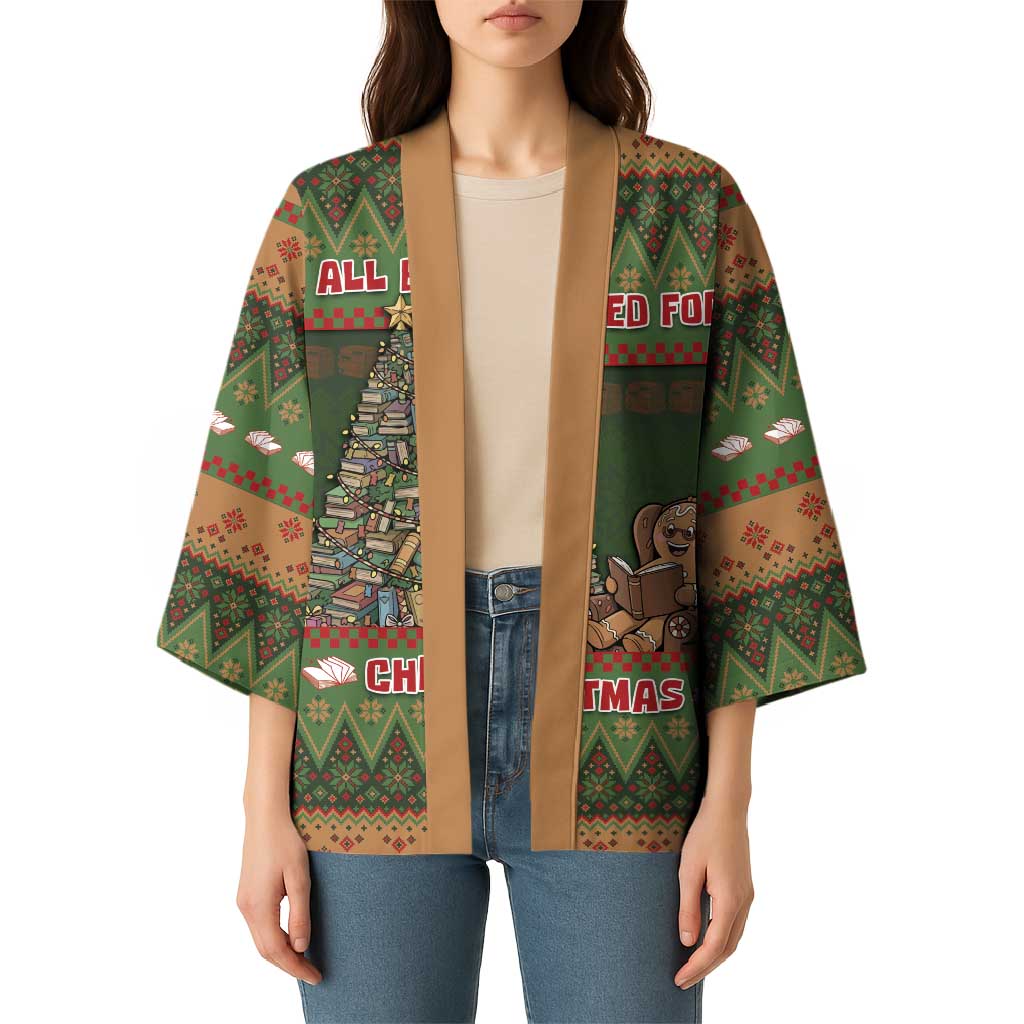 Book Lovers Christmas Kimono Gingerbread With Xmas Book Tree - Wonder Print Shop