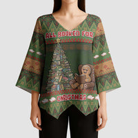 Book Lovers Christmas Kimono Sleeve Blouse Gingerbread With Xmas Book Tree - Wonder Print Shop