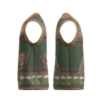 Book Lovers Christmas Knitted V-Neck Vest Gingerbread With Xmas Book Tree - Wonder Print Shop