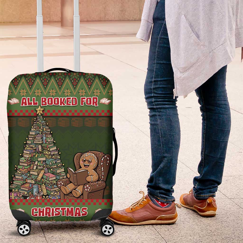 Book Lovers Christmas Luggage Cover Gingerbread With Xmas Book Tree - Wonder Print Shop