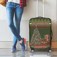 Book Lovers Christmas Luggage Cover Gingerbread With Xmas Book Tree - Wonder Print Shop