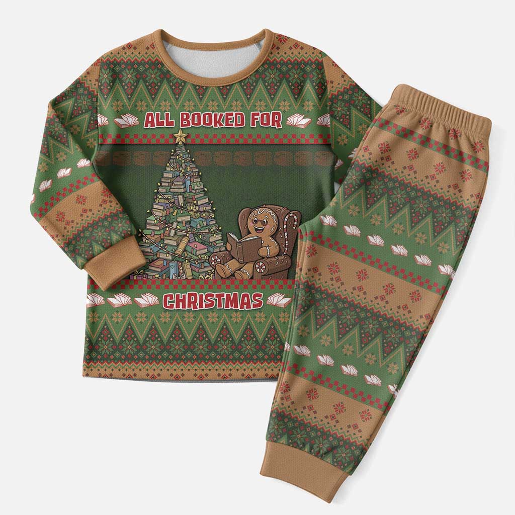 Book Lovers Christmas Pajama Set Gingerbread With Xmas Book Tree - Wonder Print Shop