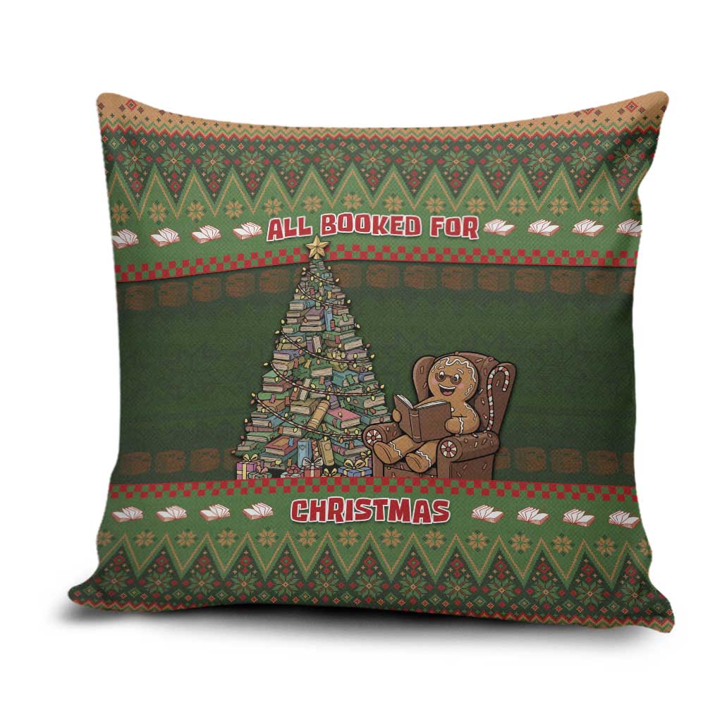 Book Lovers Christmas Pillow Cover Gingerbread With Xmas Book Tree - Wonder Print Shop