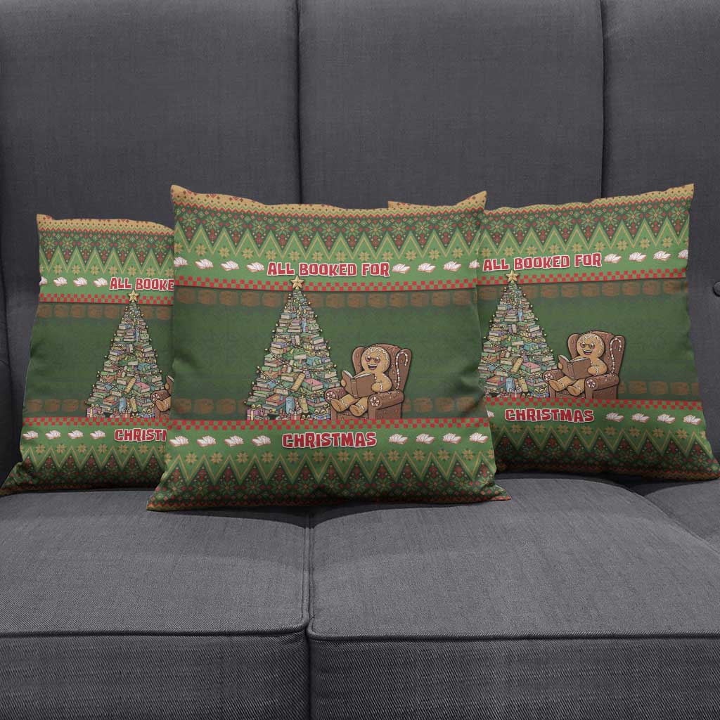 Book Lovers Christmas Pillow Cover Gingerbread With Xmas Book Tree - Wonder Print Shop