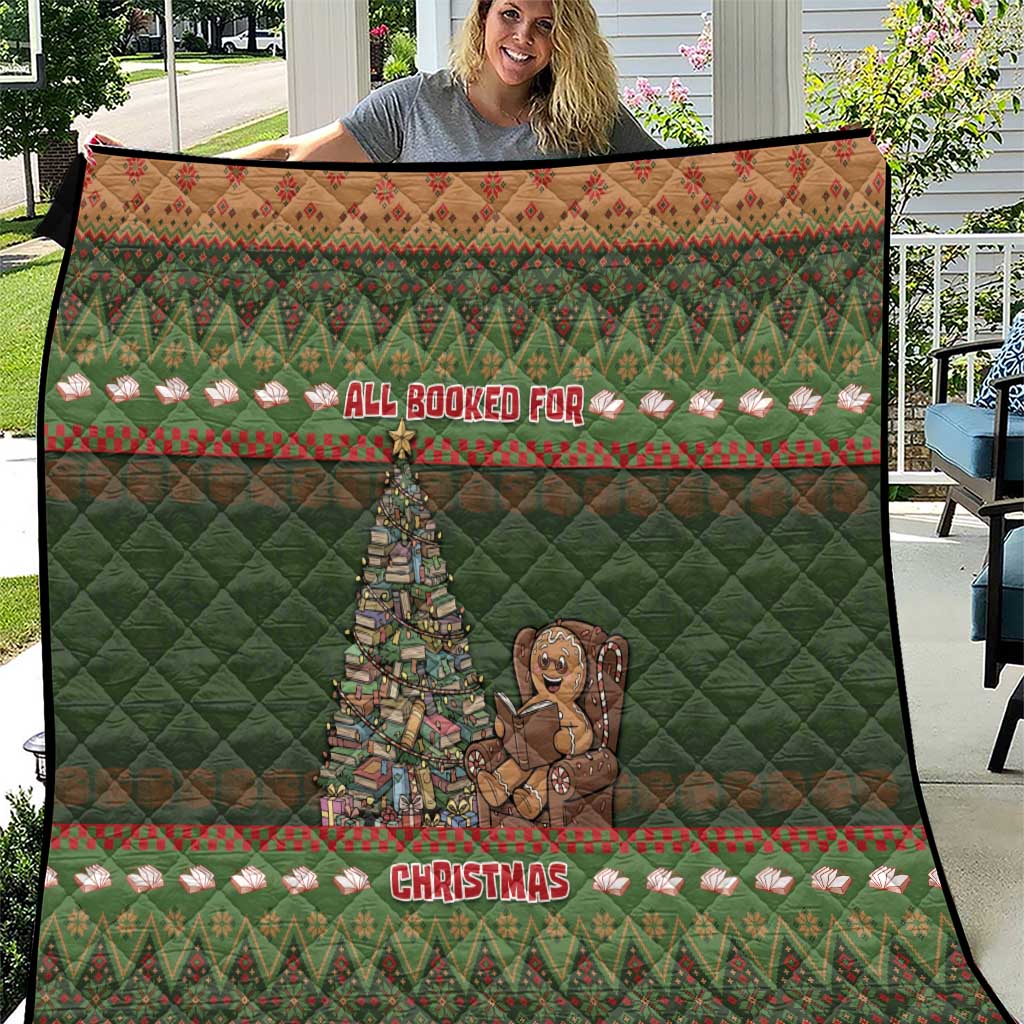 Book Lovers Christmas Quilt Gingerbread With Xmas Book Tree - Wonder Print Shop