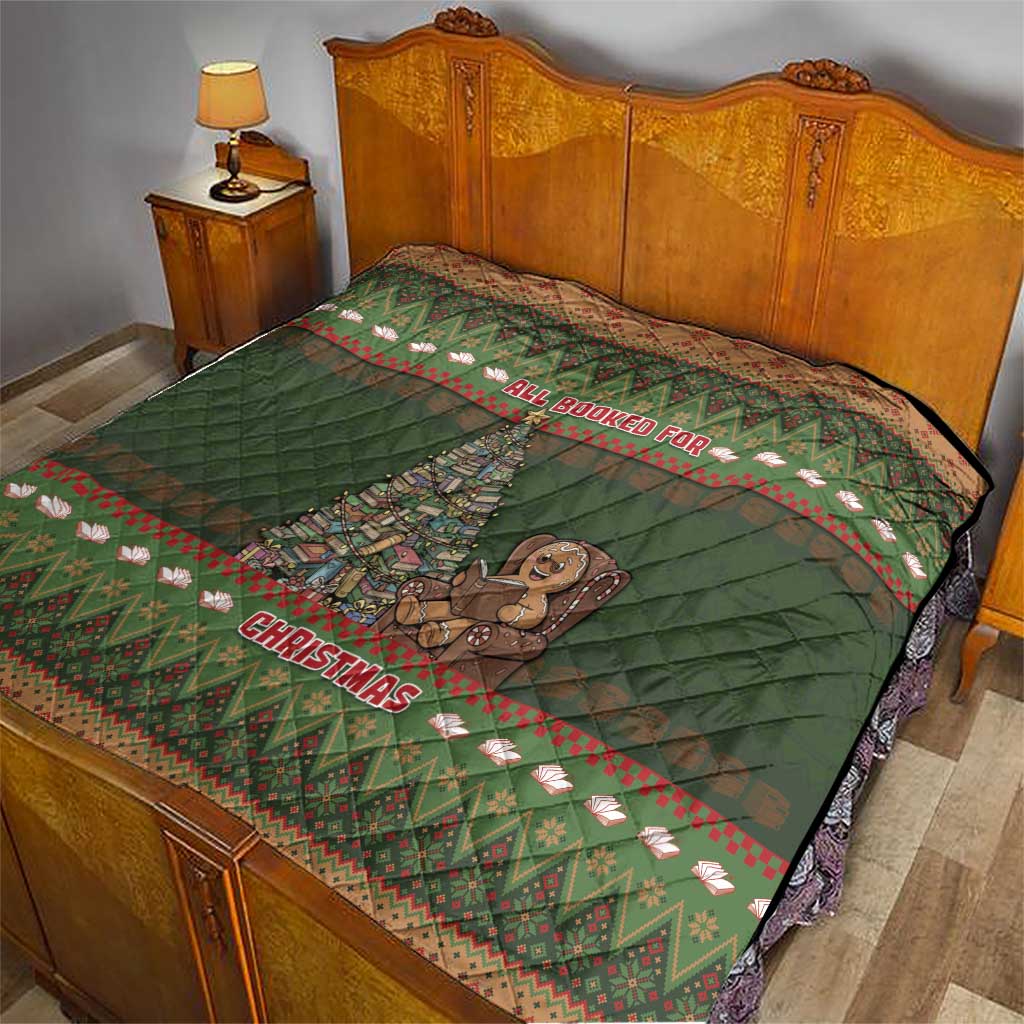 Book Lovers Christmas Quilt Gingerbread With Xmas Book Tree - Wonder Print Shop