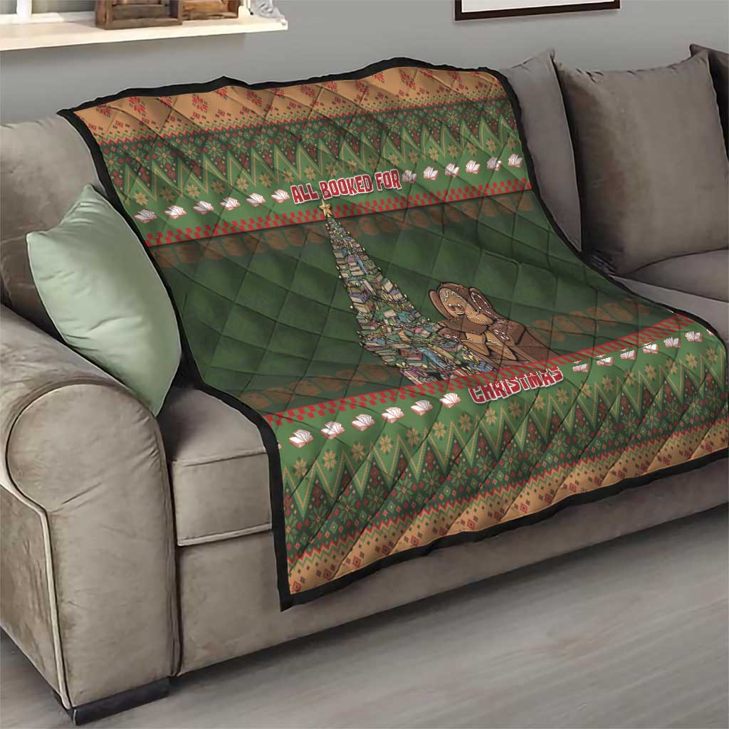 Book Lovers Christmas Quilt Gingerbread With Xmas Book Tree - Wonder Print Shop